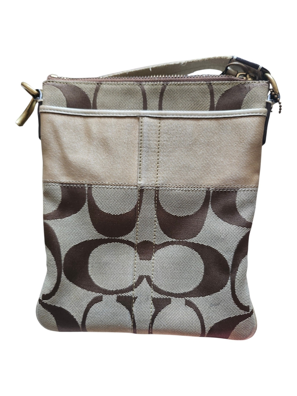 Coach Vintage Signature Stripe Swingpack Crossbody Bag in Beige/Brown - Picture 3 of 9